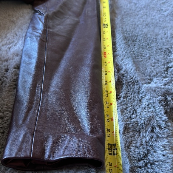 Neiman Marcus 4 button long leather Burgundy wine button two pocket jacket XL - Picture 9 of 17